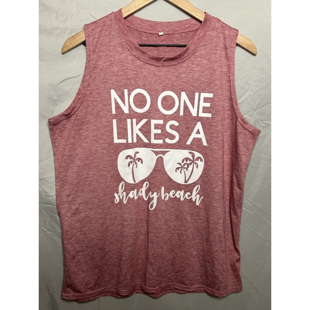 Unbranded Graphic Tank Top Women XL Pink No One Likes A Shady Beach Muscle Tee